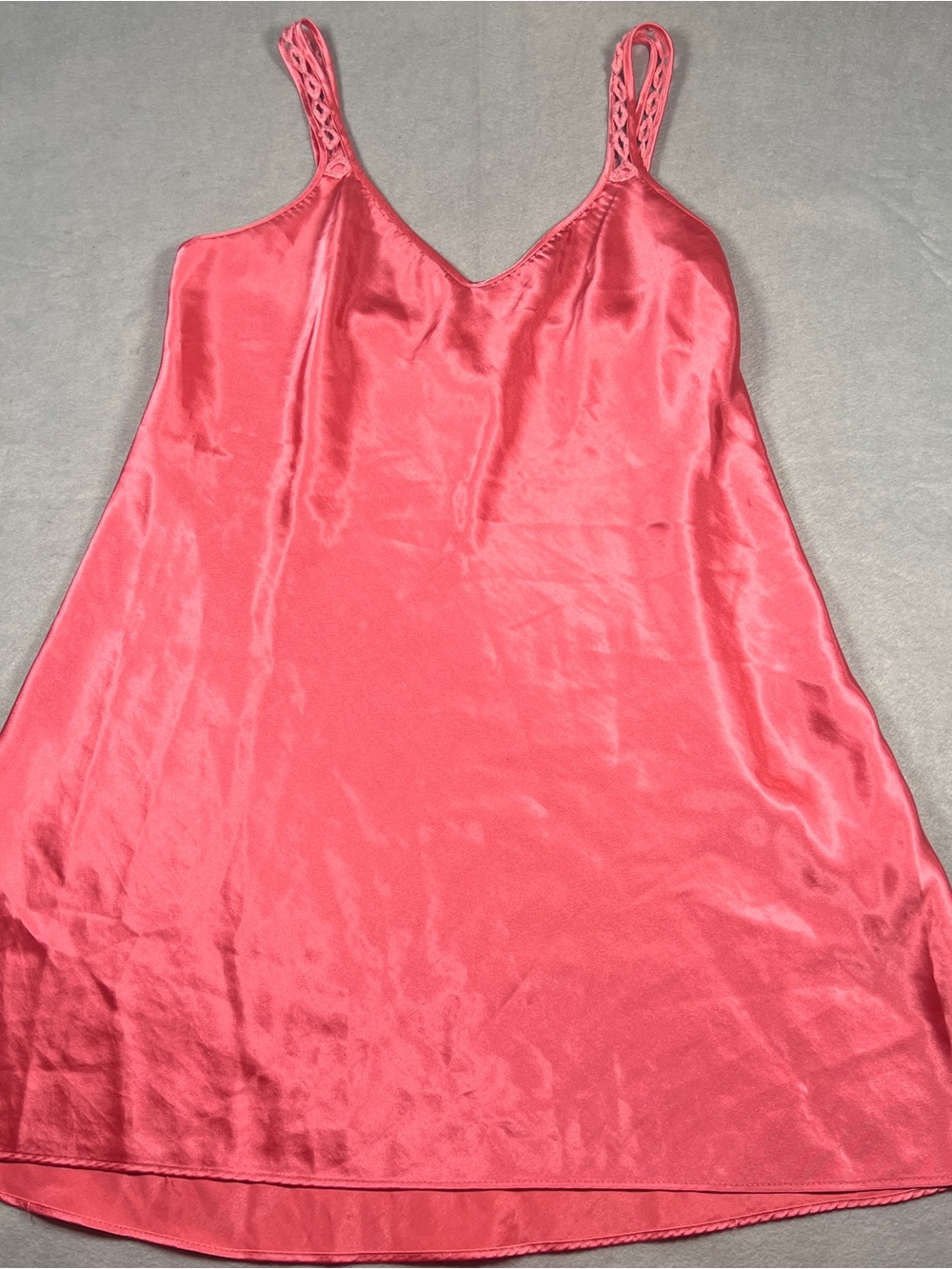 Vintage 90s California Dynasty Satin Slip Dress M Coral Pink USA